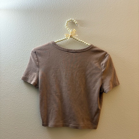 Zara Women's Tan Short Sleeve Tee - Picture 3 of 3